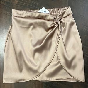 Gold Silk Mini Skirt